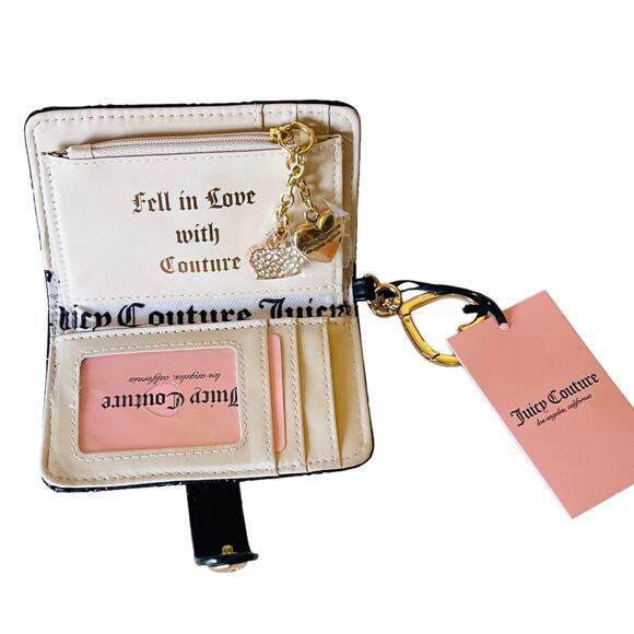 NEW Juicy Couture Not Your Babe CARD WALLET Handbag Crown Heart Charms Key Ring - Picture 4 of 8